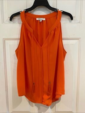 Rose & Olive Bright Orange Tassel V-Neck Sleeveless Camisole